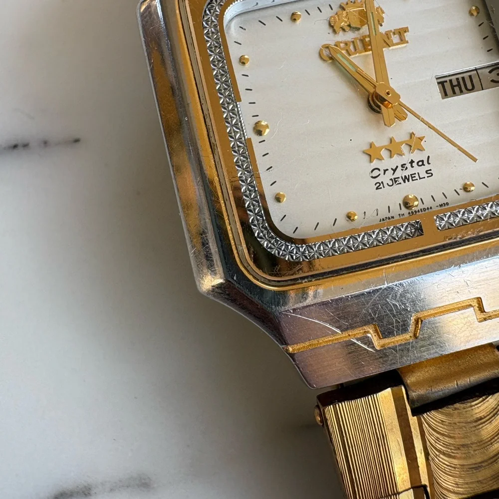 Orient Freza 469ED5-40 CA 3 Stars 21 Jewels Automatic Watch Day Date Japan 38mm